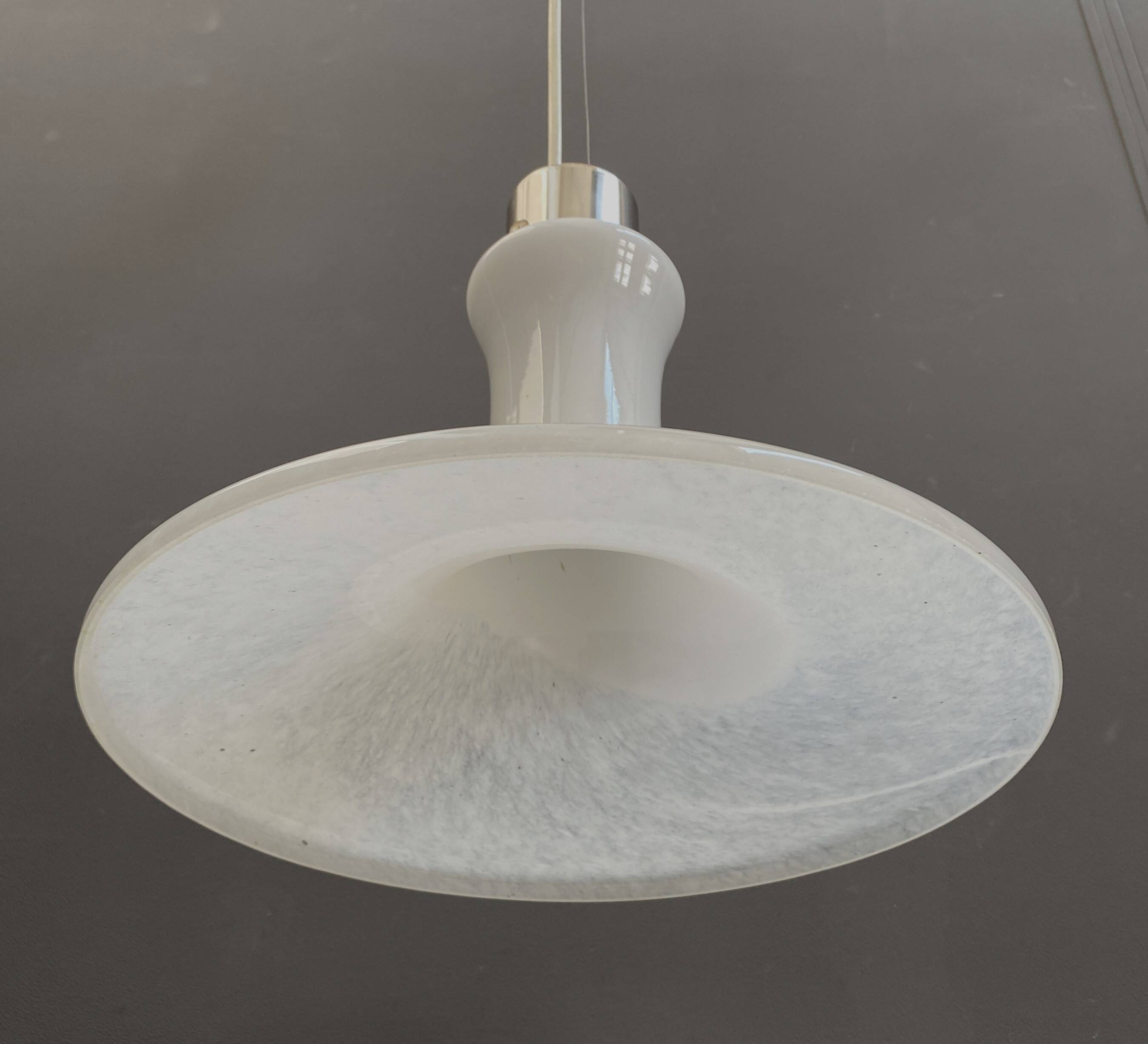 White glass pendant lamp 1980s