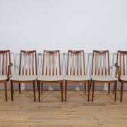 Chaises de salle à manger en teck et tissu du milieu du siècle par Leslie Dandy pour G-Plan, Unite