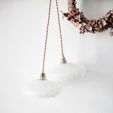Pair of Clichy glass pendant lamps