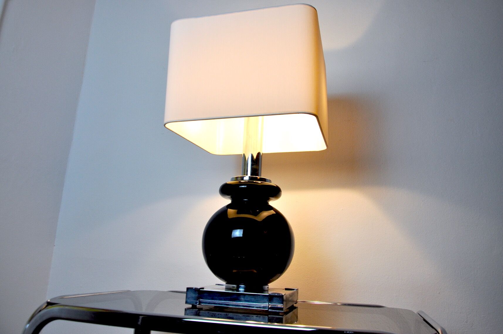Cubic table lamp with ceramics by Bd Lumica, Italy, 1980