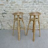 Pair of high stools, bar, rattan