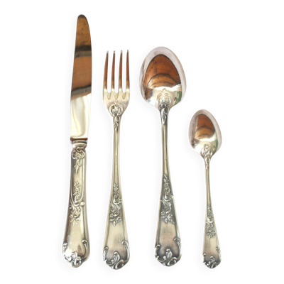Deetjen ménagère 48 couverts de table en métal argenté louis xv rocaille n°25 marly