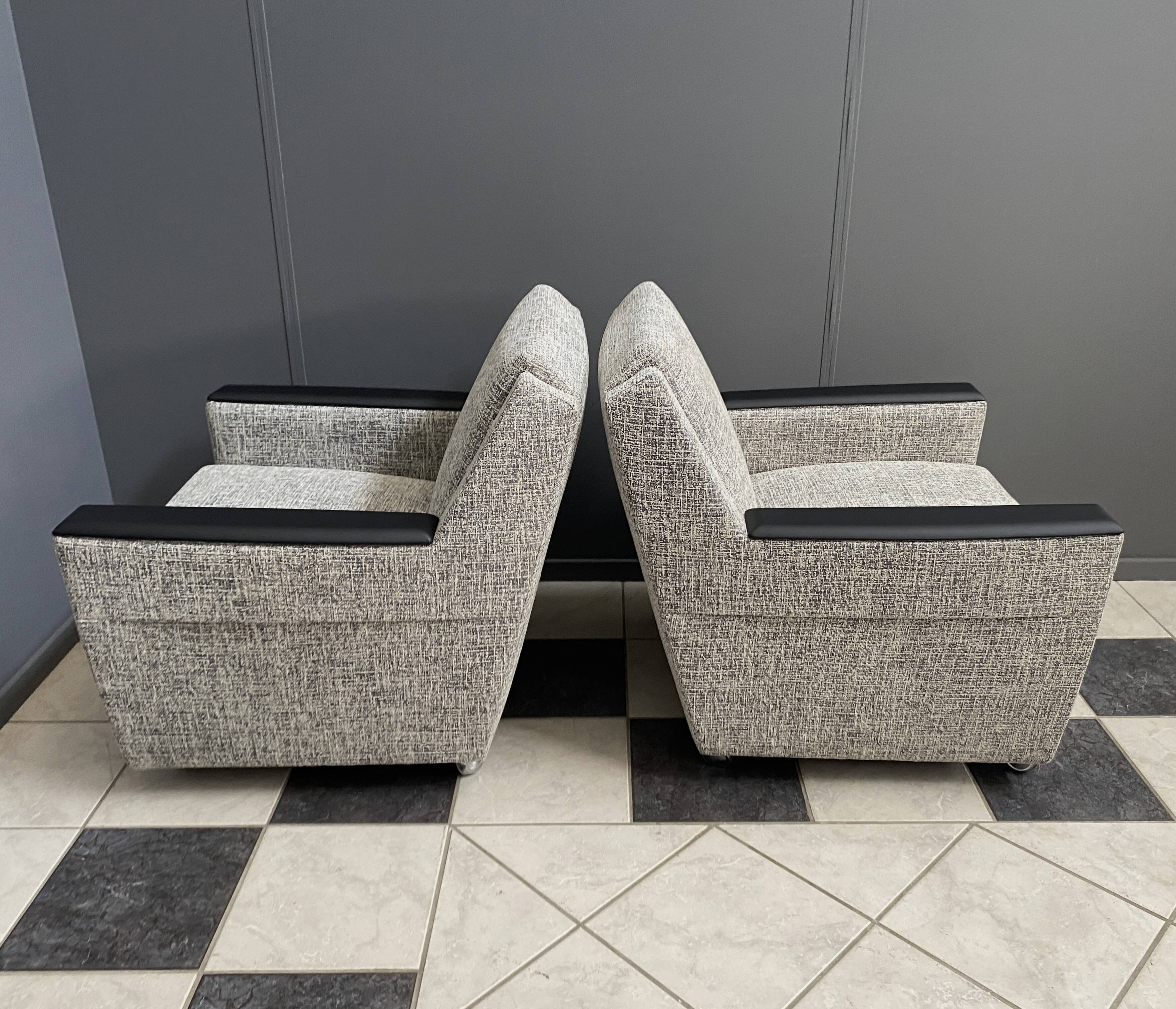 set of 2 grey relax chairs on castors 1970s
