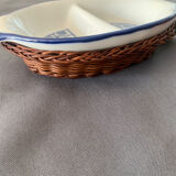 2-compartment appetizer ramekin with wicker basket