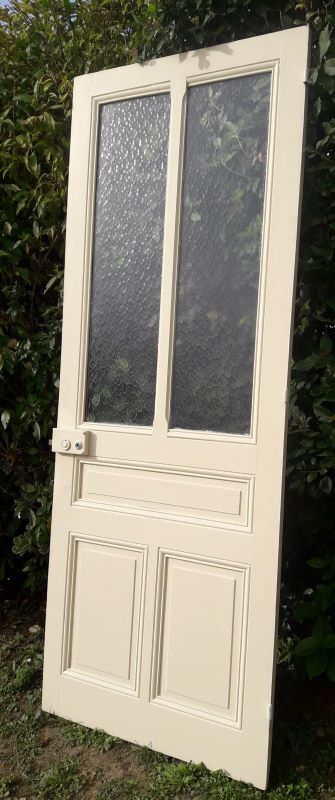 Old translucent glass communication door 82.5x214.2cm