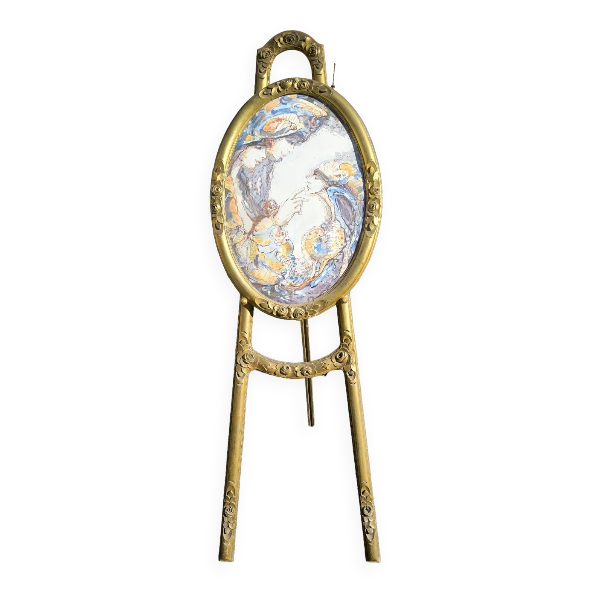 Easel and watercolor painting circa 1925