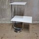 Vintage chrome flower stand with two white shelves, 1970s, Czechoslovakia, 35 × 54 × 100 cm