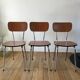 Trio of brown formica chairs 70s