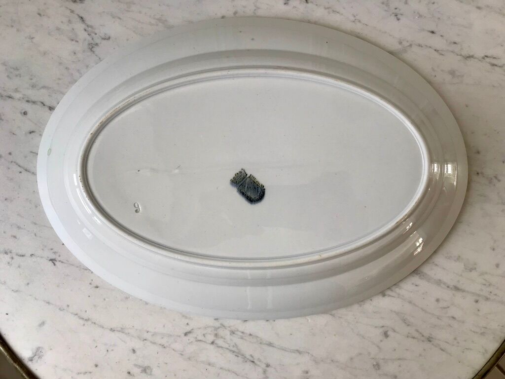 Plat oval Terre de Fer St Amand vert début XXème
