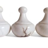 Art Deco Alabaster Set of Three Lidded Urns, Hand-Carved in Spain