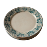 Set 6 plates flat Cherries blue Badonviller