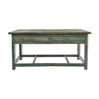 2-drawer patinated wooden table