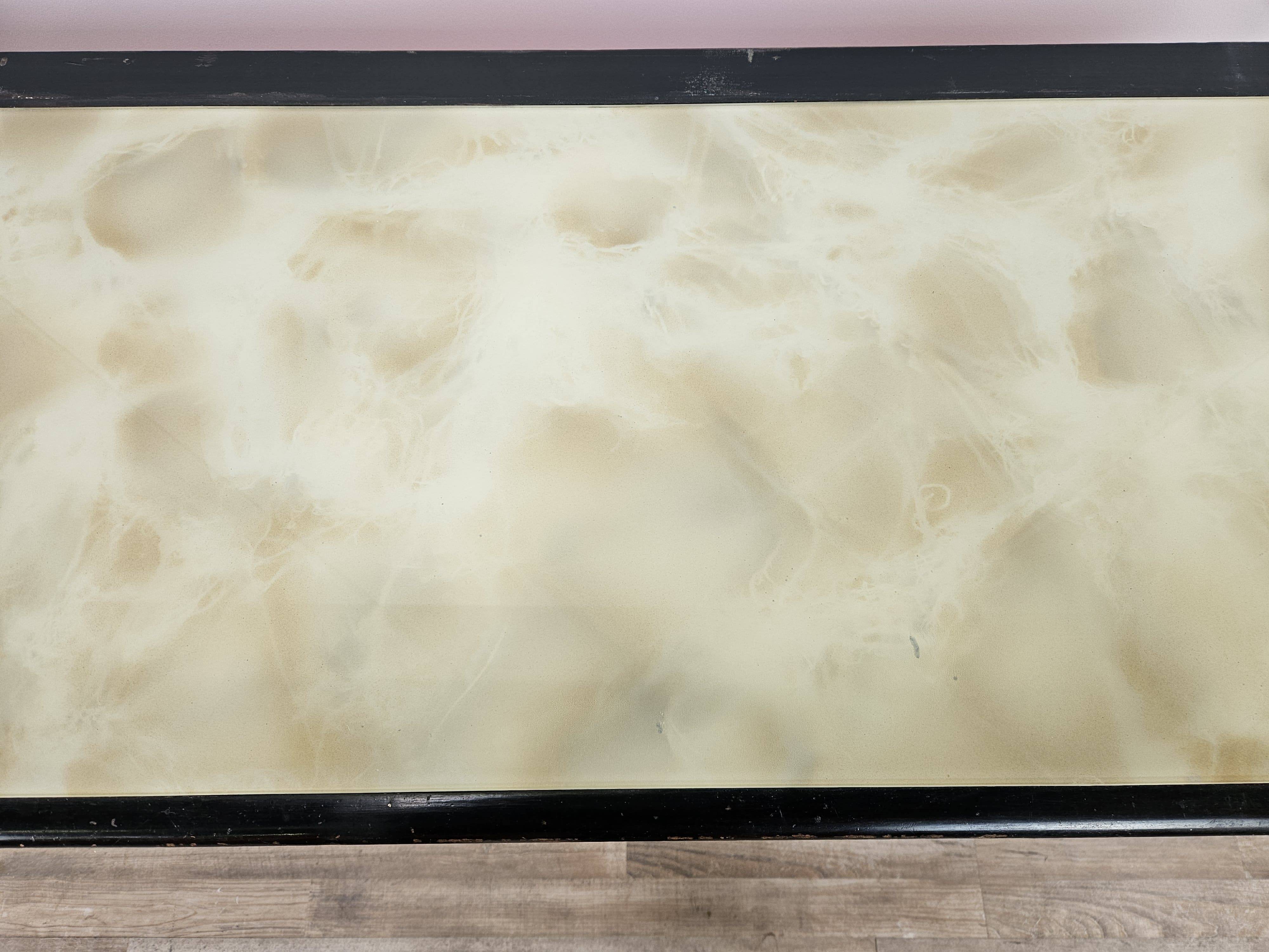 1960s bedroom dresser with six drawers and glass top