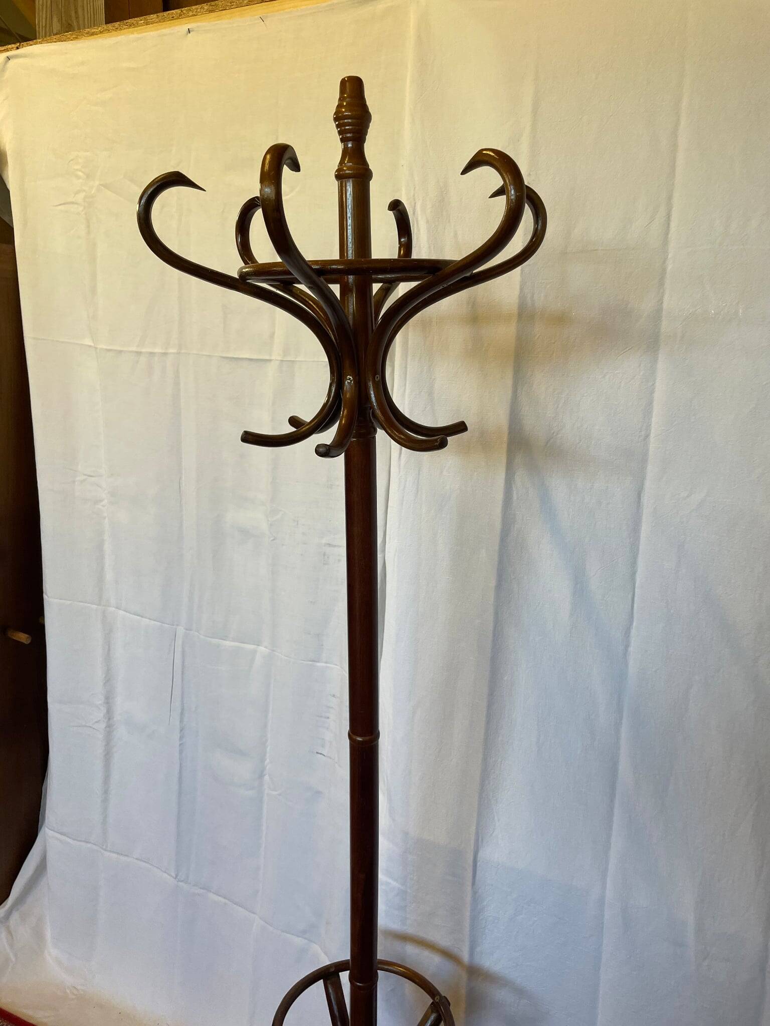 Antique curved wooden parrot coat rack