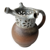 Unusual ceramic vase, Puisaye type, signed (signature to be identified)