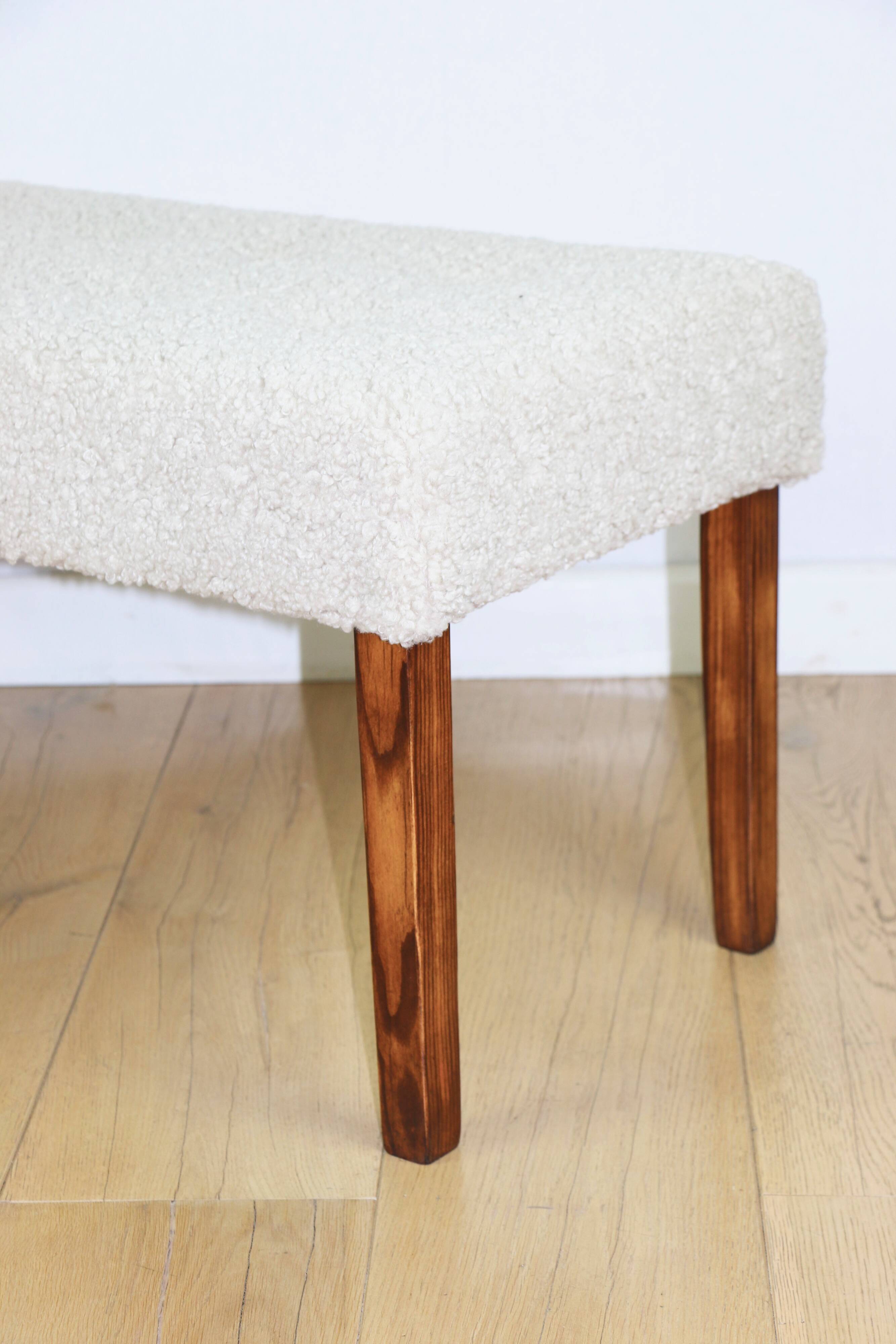Beautiful vintage bench from the 90s - beige boucle long hair