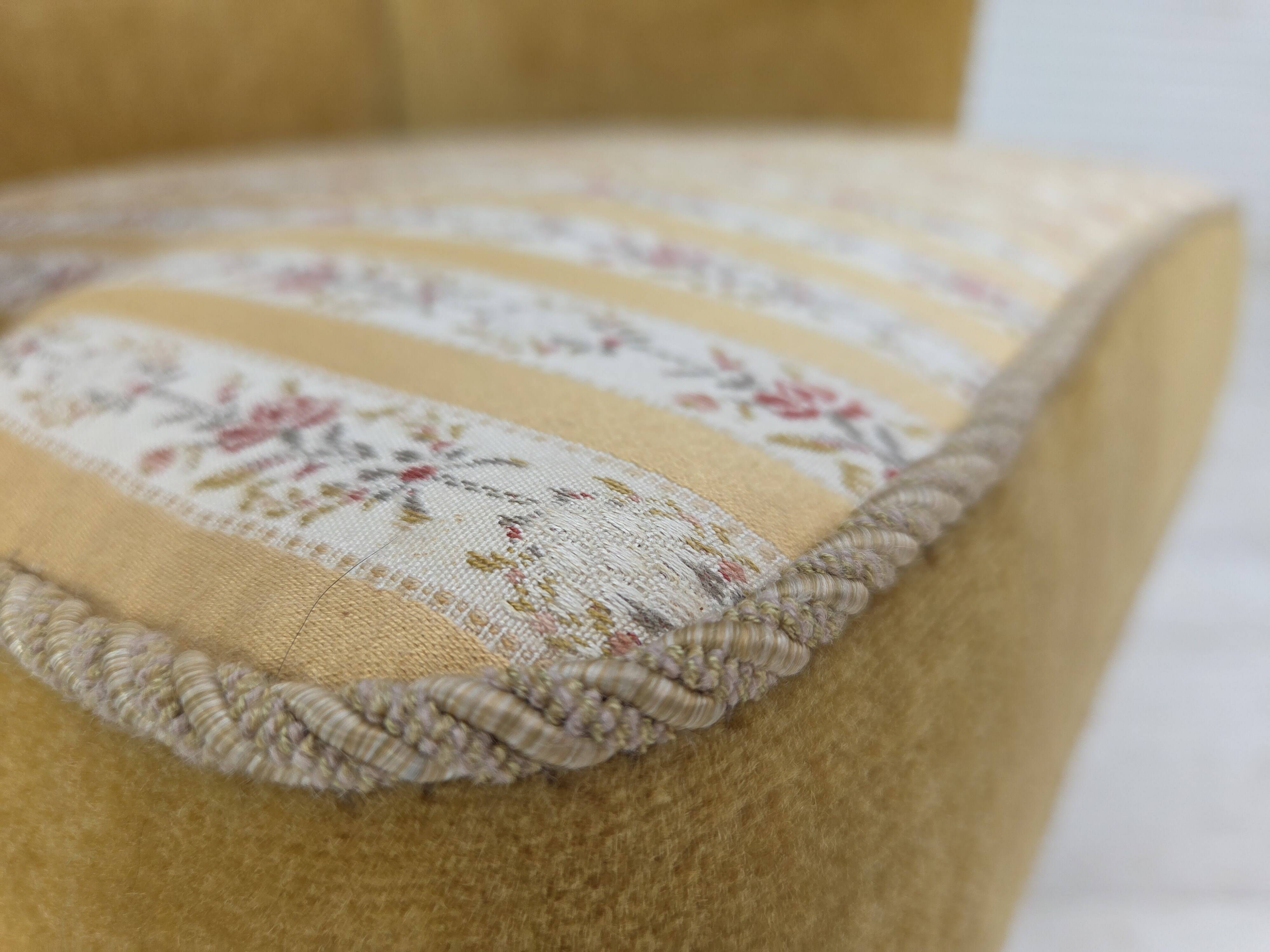 1960s, Danish armchair, honey-yellow furniture velour, original condition.