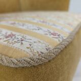 1960s, Danish armchair, honey-yellow furniture velour, original condition.