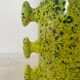 Handmade green speckled yellow ceramic vase with abstract handles
