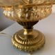 Old vintage table lamp made of amber molded glass
