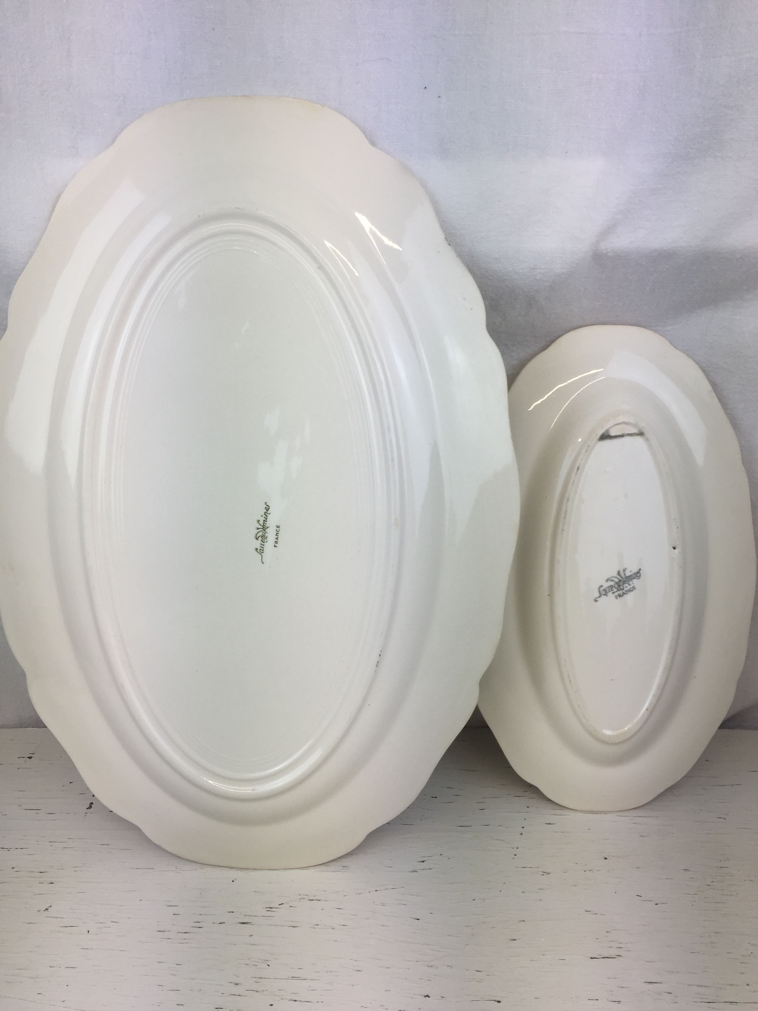 Old oval dishes, ivory color made in france Digoin Sarreguemines