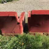 Paire de fauteuils 1930 velours rouge