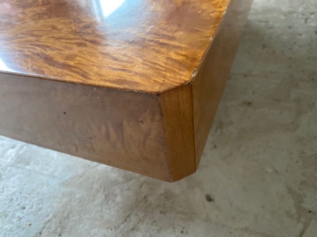 Coffee table elm magnifying glass Roche Bobois vintage 70s