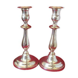 Authentic pair of candlesticks "morlot" circa 1900 - golden bronze