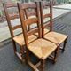 4 dining chairs made of solid wood with straw seats, farmhouse style, medium oak, 20th century, 110cm.