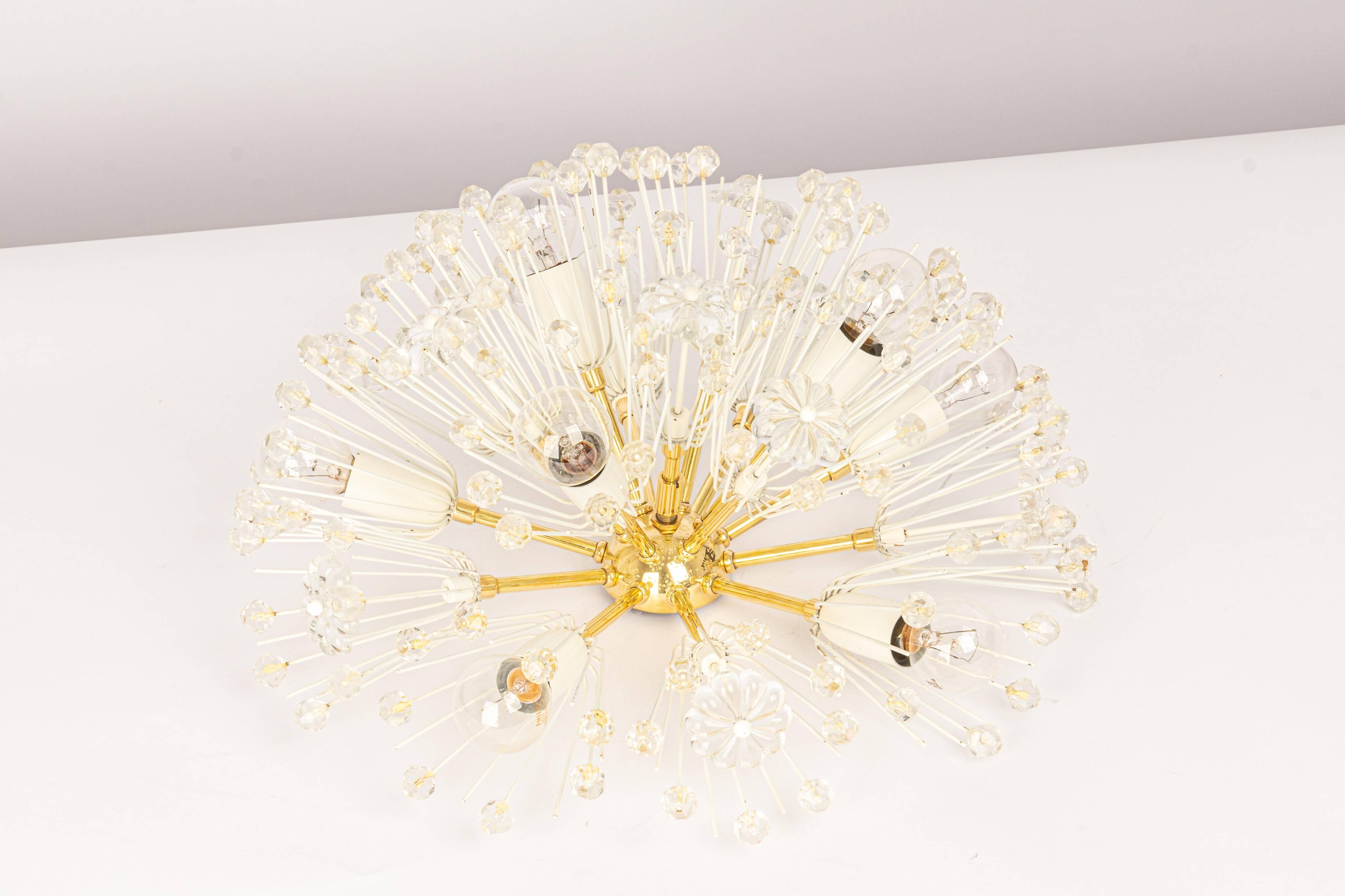 Star Ceiling Light in Brass and Crystal by Emil Stejnar, Austria, 1960s