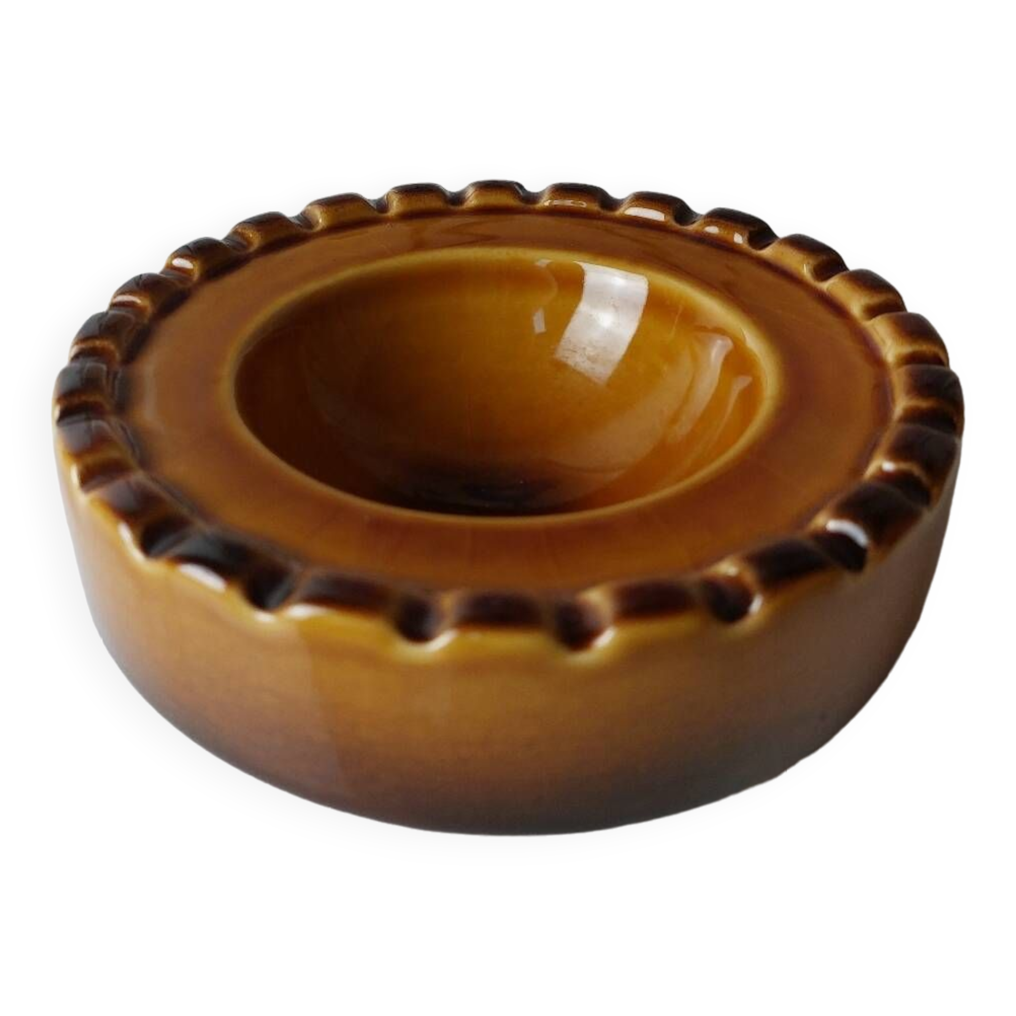 Cendrier céramique ambré années 60