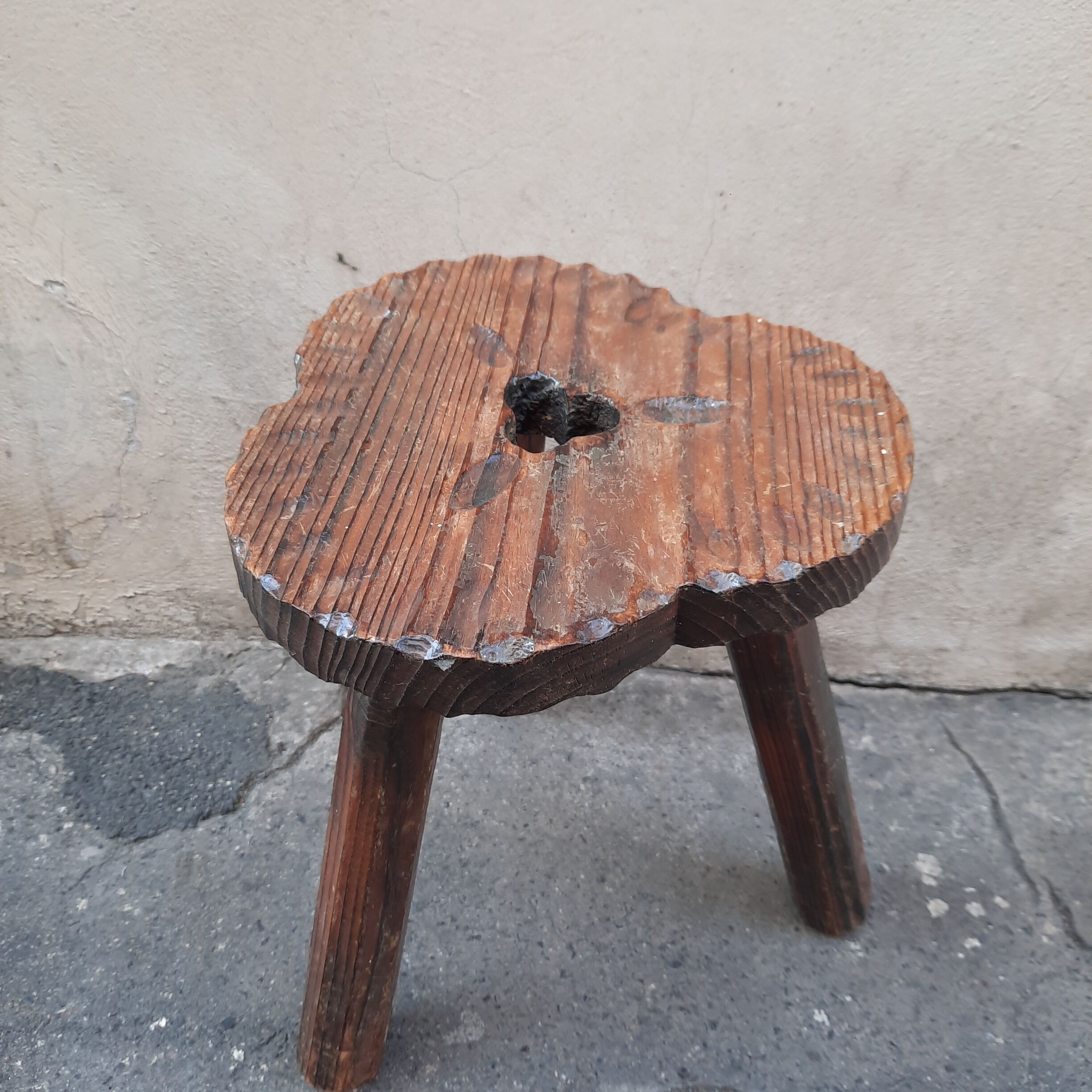 Wooden tripod stool
