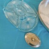 Metal appetizer server, frosted glass - RB hallmark