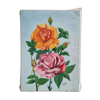 Peinture signée  sur toile - fleurs