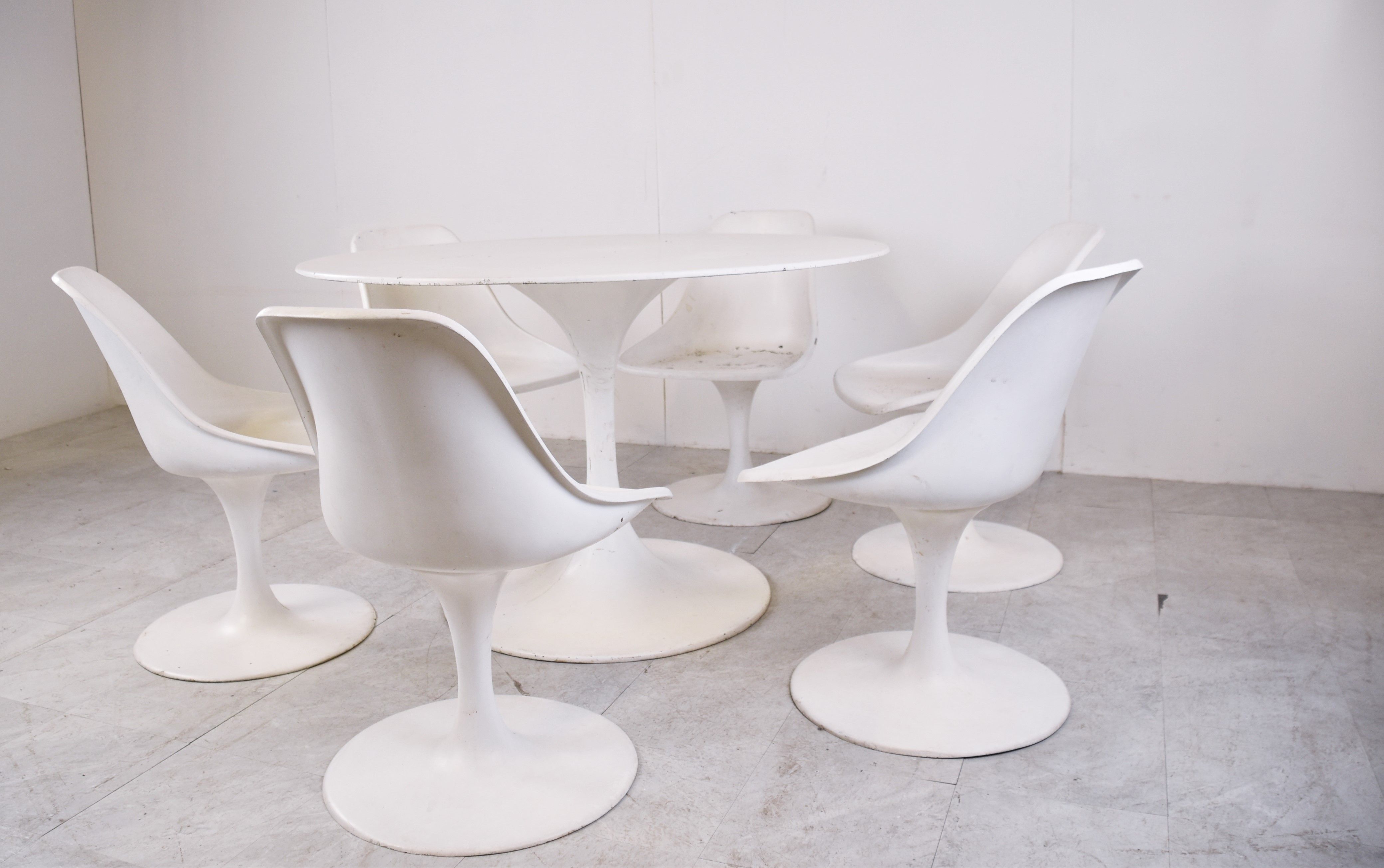 Vintage space age fiberglass dining set, 1960s