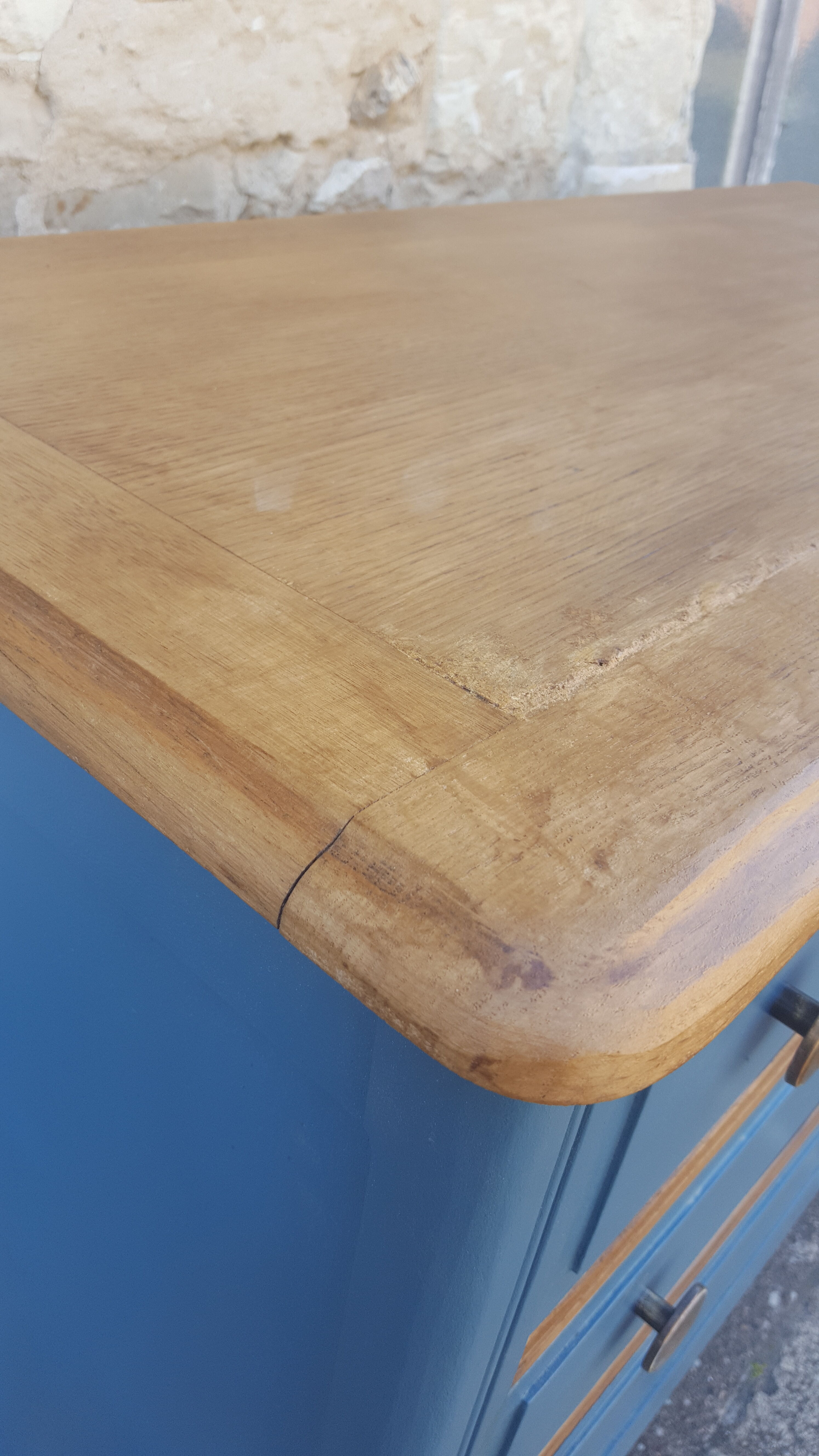 Vintage blue and wood dresser