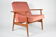 Pink velvet armchair, designer M. Zielinski, 1960s, Poland