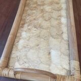 Vintage mother-of-pearl and rattan tray