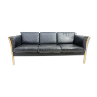 Canapé scandinave en cuir noir