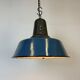 Industrial Blue Enamel Factory Lamp with Cast Iron Top, 1960s