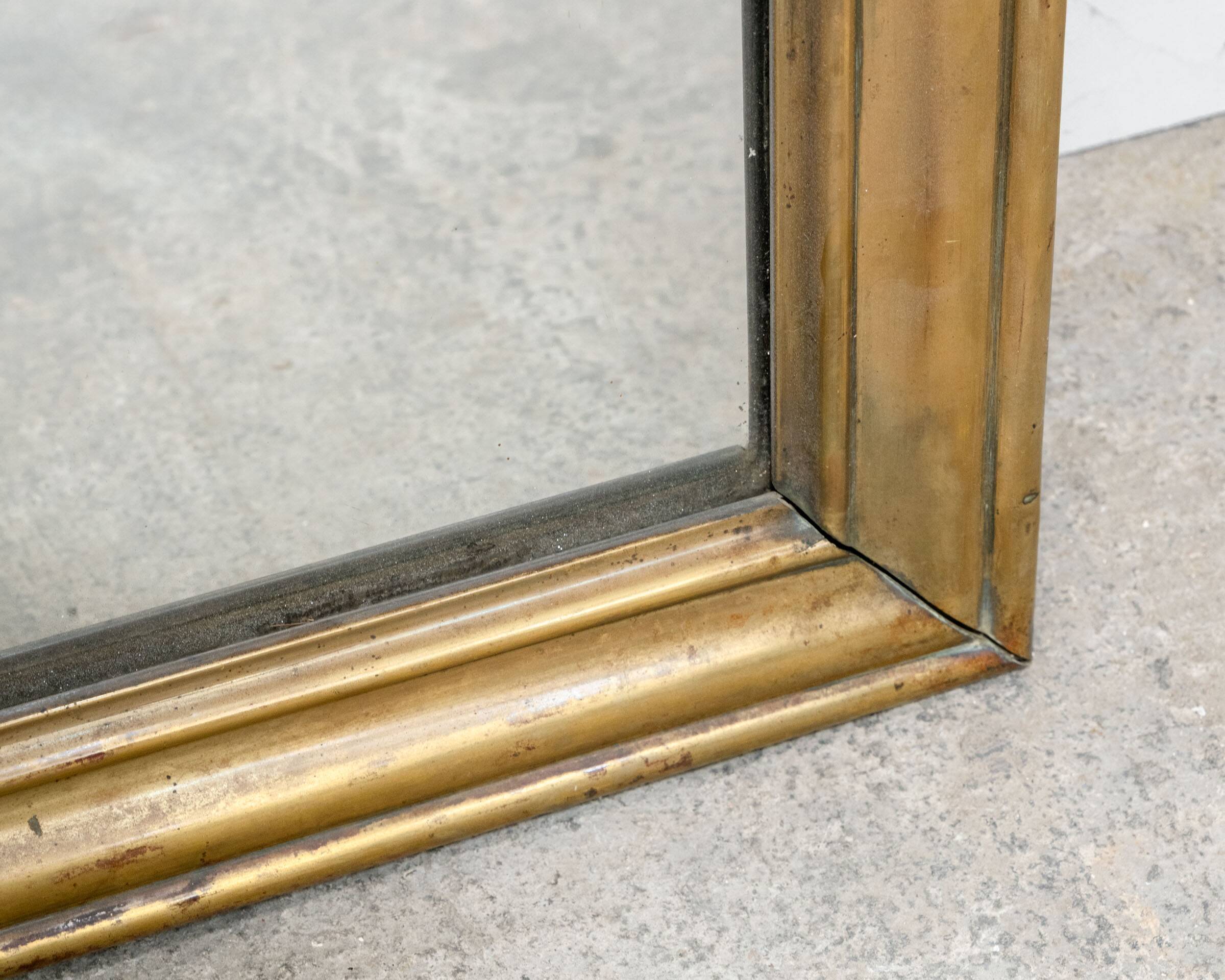 Miroir ancien en laiton de brasserie, 19ème