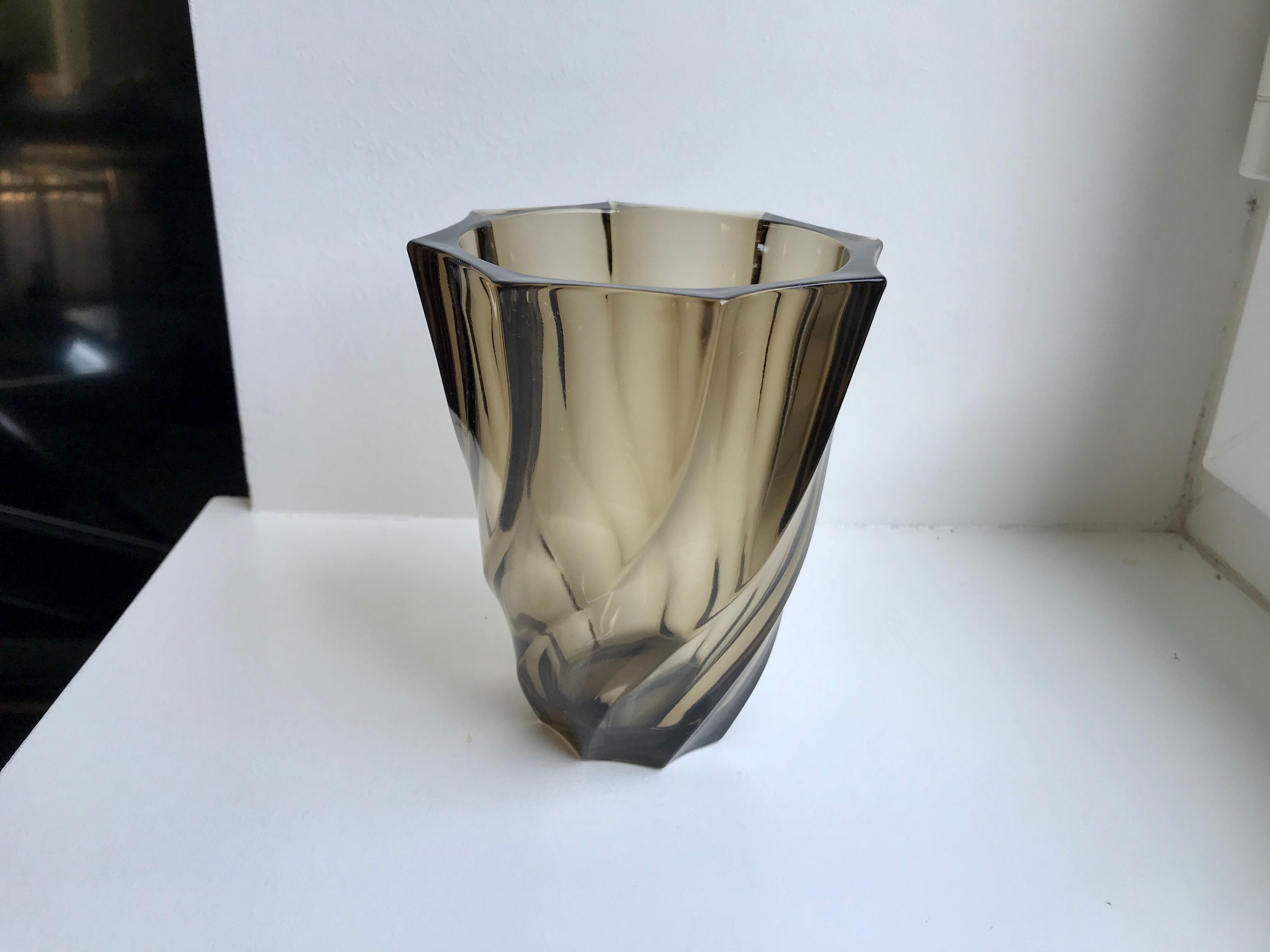 Smoked glass vase 70s
