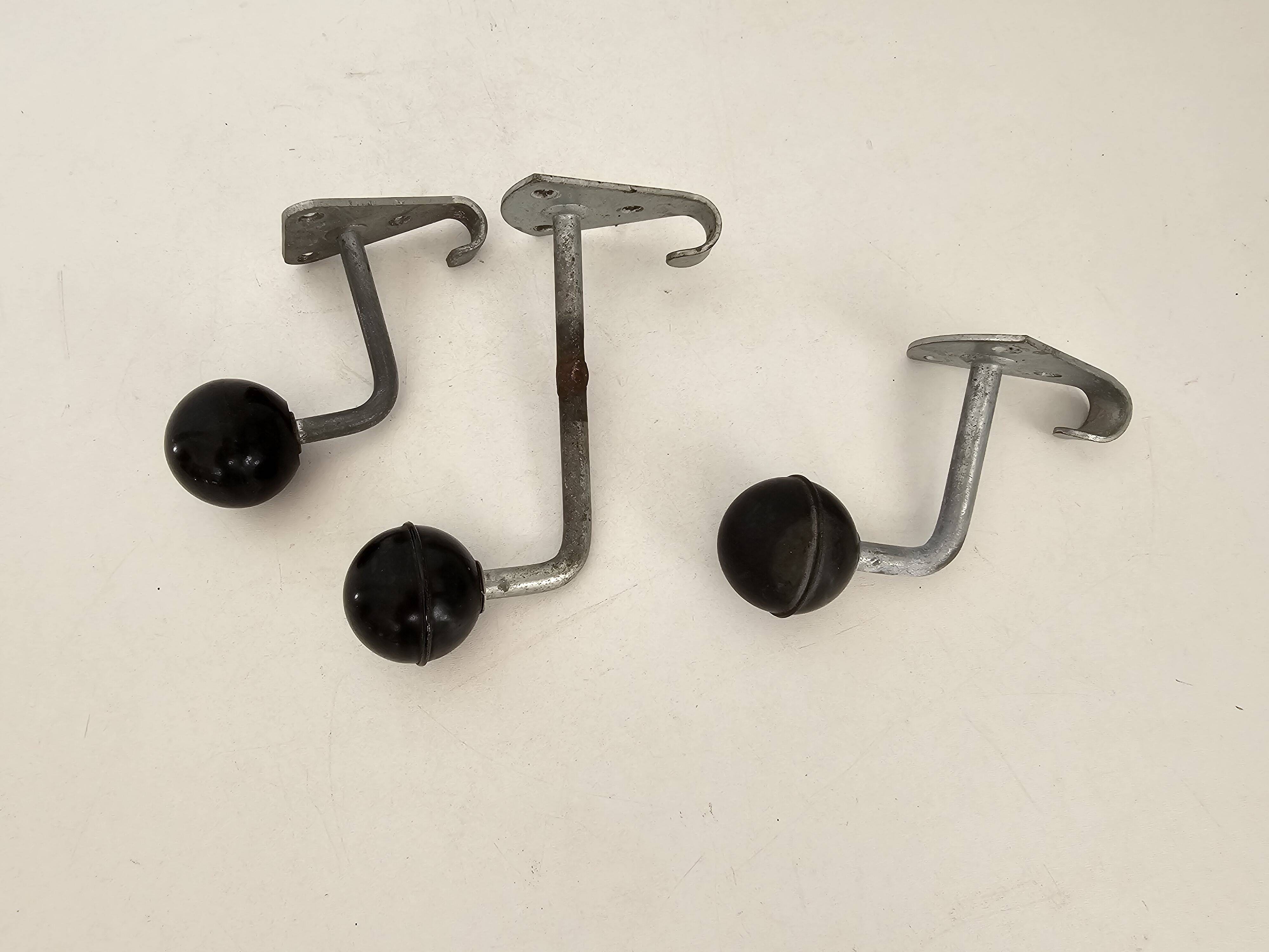 Set of 3 Coat Hooks - School Cloakroom Hooks in Zinc-Coated Steel