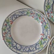 3 plates Churchill England mosaic and floral design