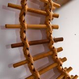 Miroir encadré en rotin et canne