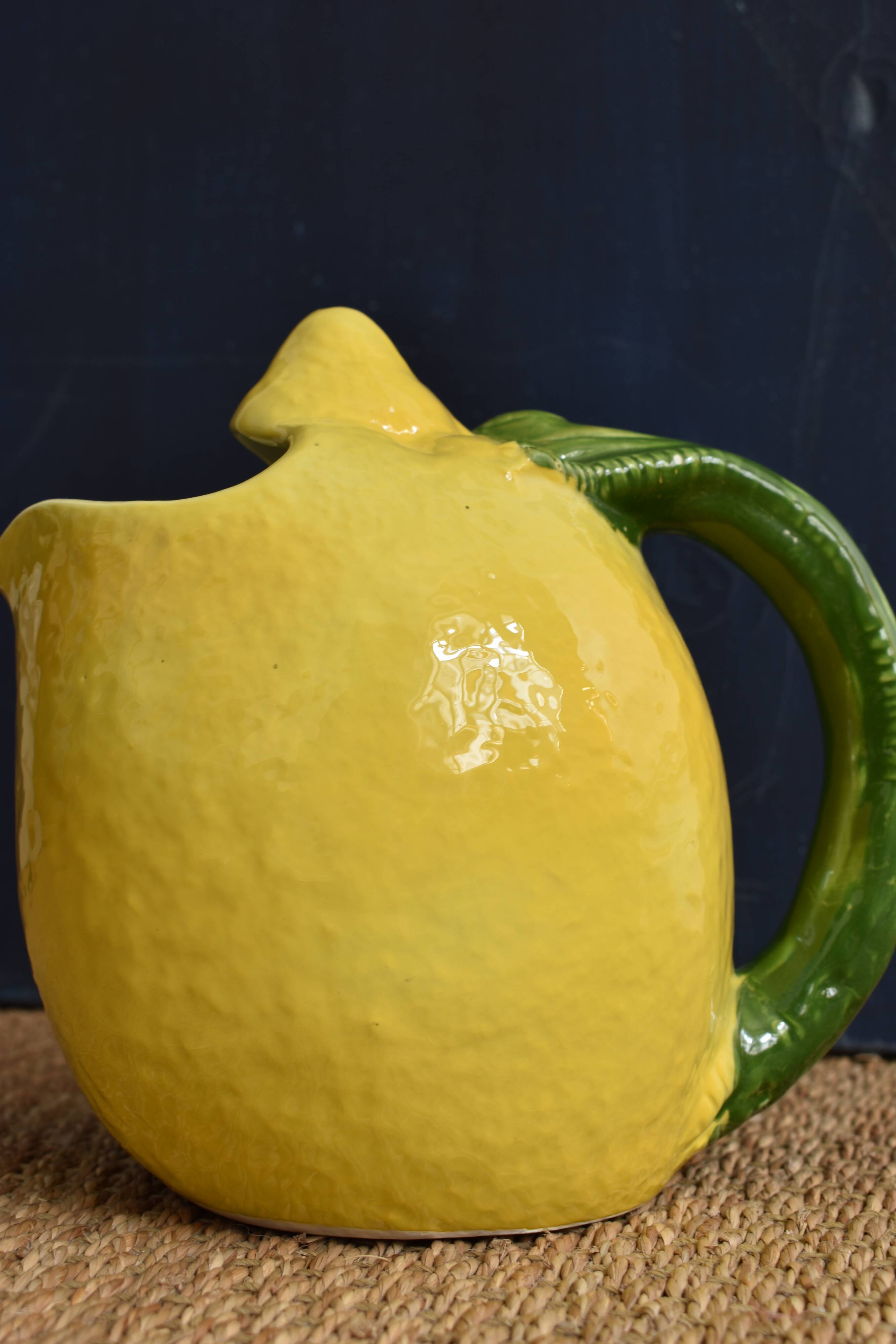 Vintage lemon pitcher barbotine