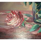 Gouty 'bouquet of roses' oil on canvas table