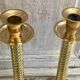 Pair of twisted brass column candle holders