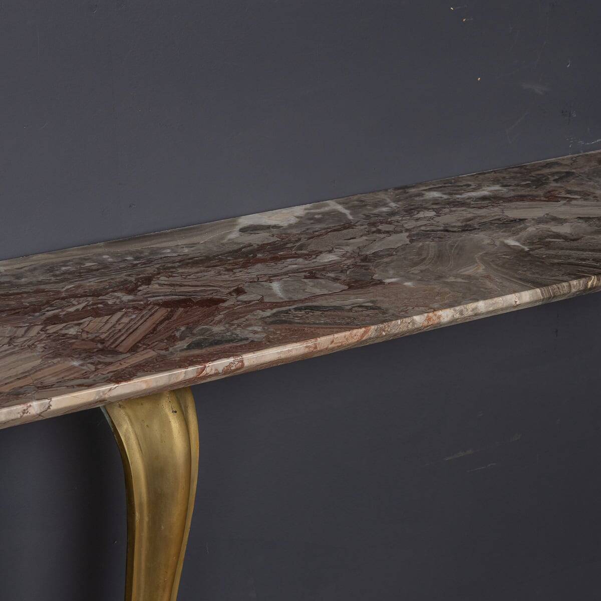 MID 20thC ITALIAN BRASS & MARBLE CONSOLE WITH MIRROR c.1950