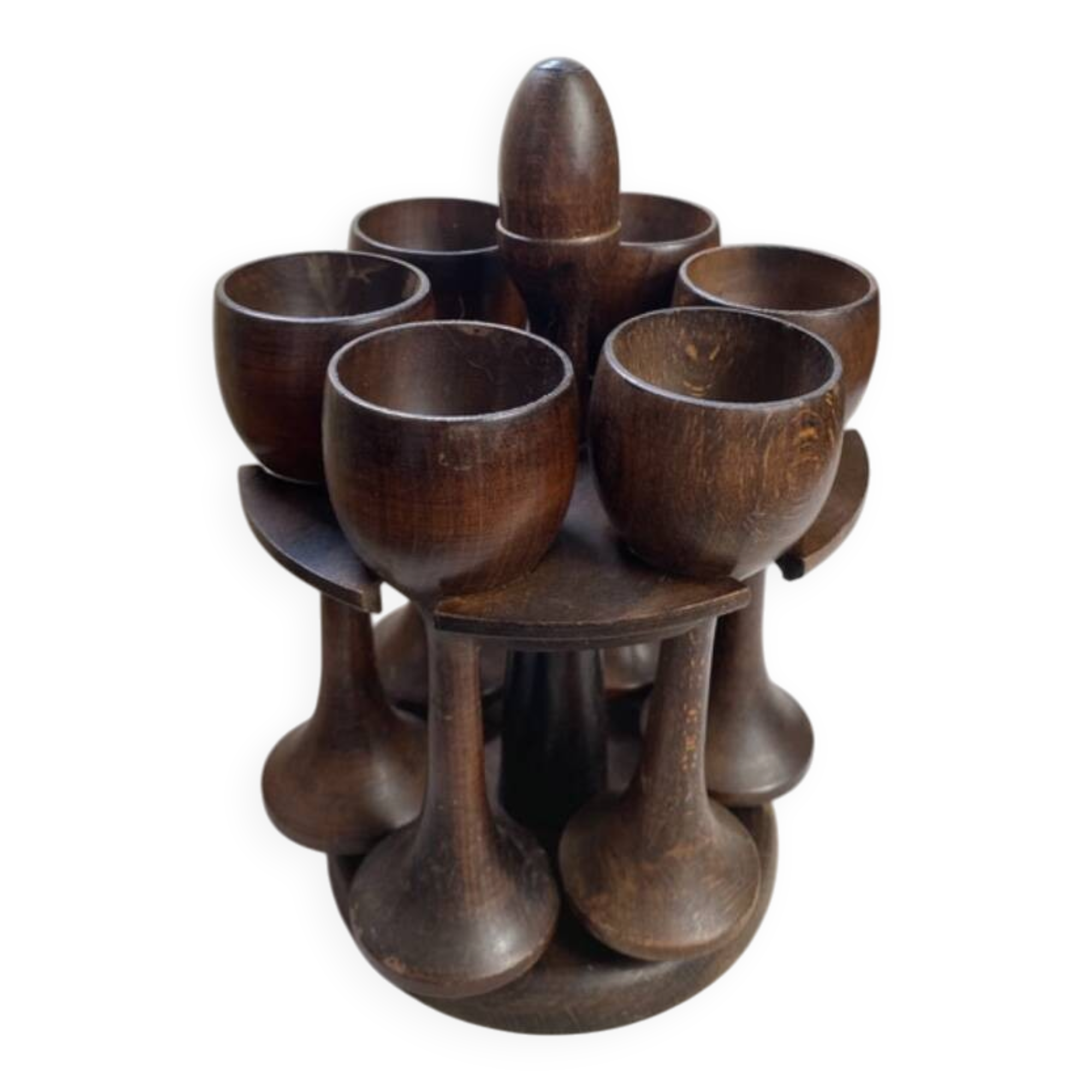 Wooden egg cups with stand